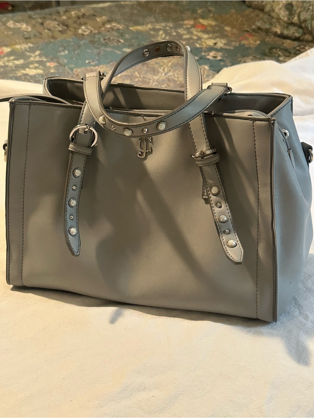 Juicy couture Gray Stud-Accent Leather Satchel